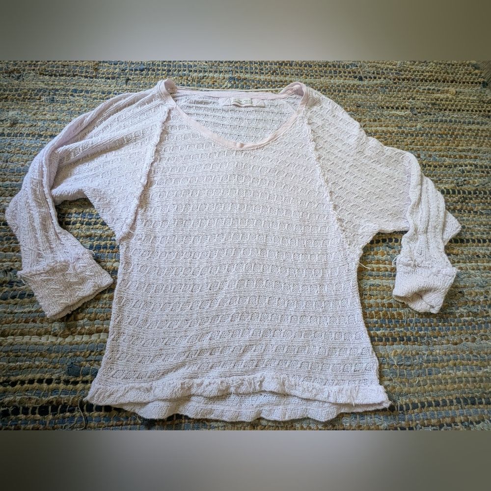 We The Free Free People Light Pink Open Knit Sweater Top L Bohemian Fairycore Et - Picture 2 of 7